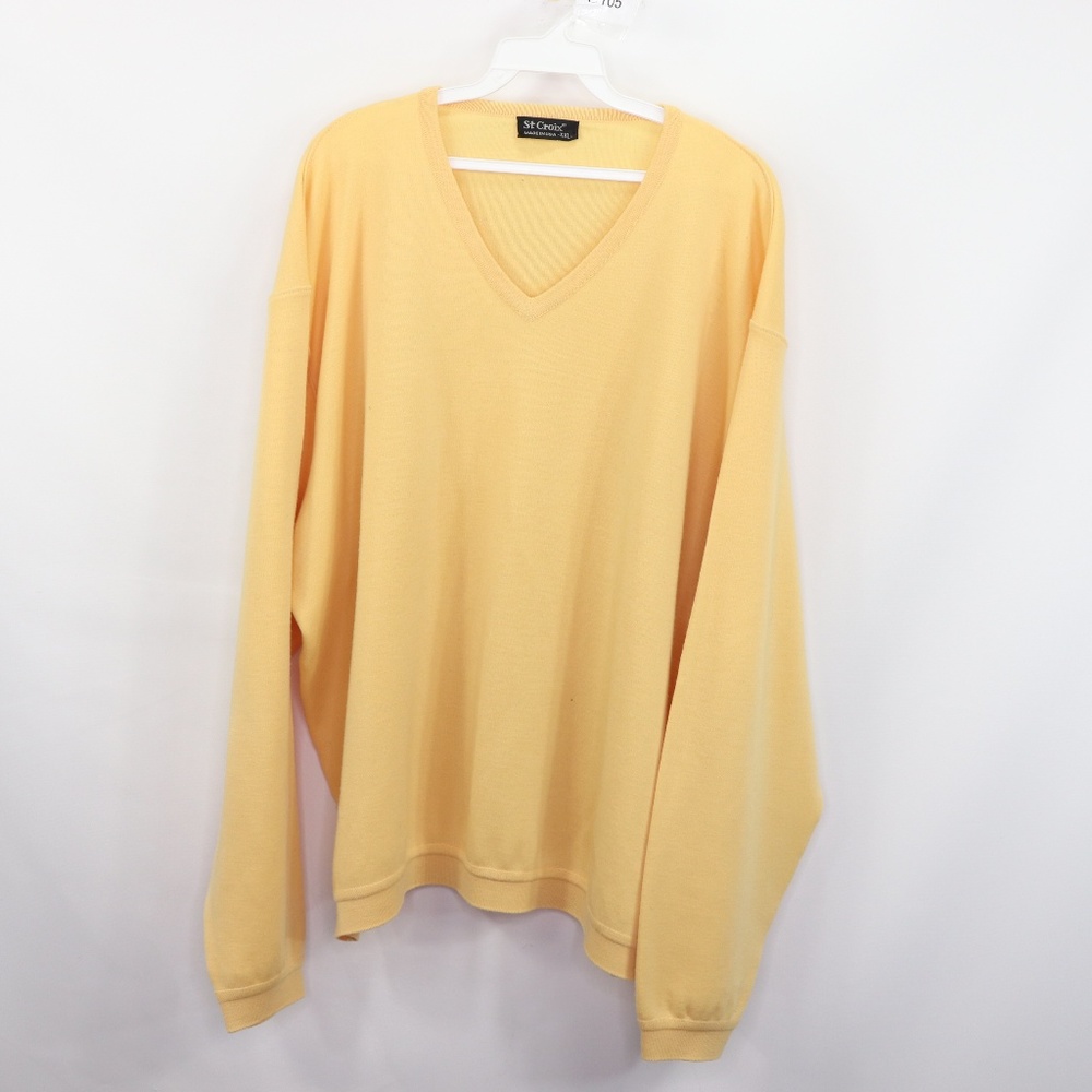 St. Croix Mens 2XL V-Neck Sweater Yellow Wool